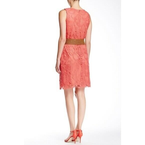 Eliza J Women's Sleeveless Size 4 Belted Floral Lace Midi Dress FREE US SHIPPING - Picture 2 of 7